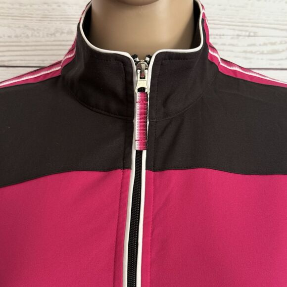 Made for Life Jacket Small Bright Pink Black White Trim Full Zip Athletic Casual - Picture 2 of 14